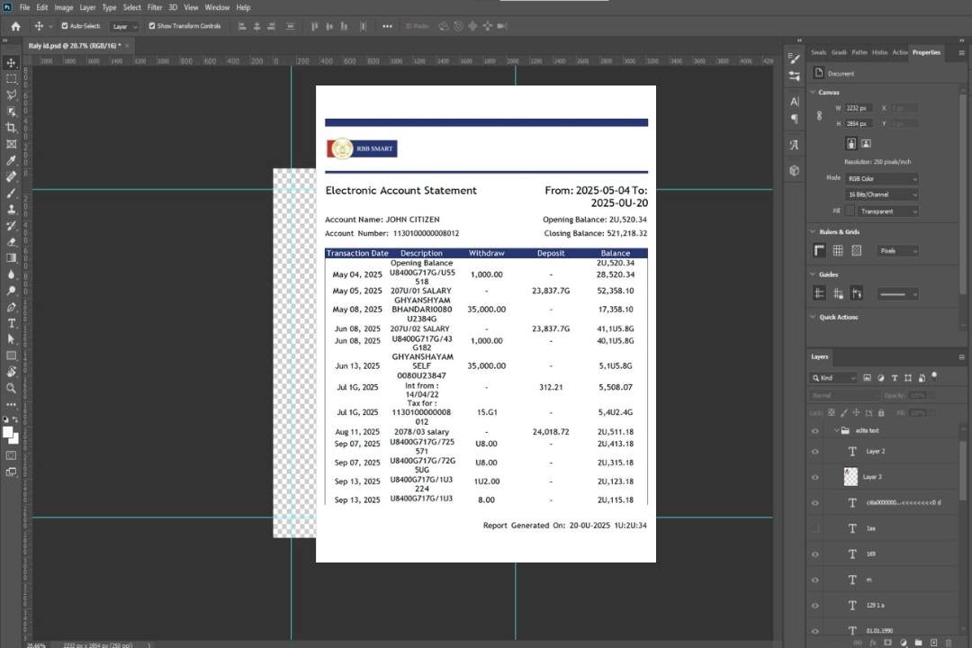 Modèle Word et PDF de relevé de compte électronique India RBB Smart Bank template Modèle Word et PDF de relevé de compte électronique India RBB Smart Bank template